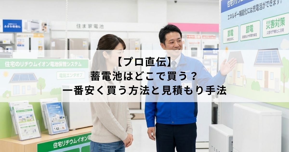 【プロ直伝】蓄電池はどこで買う？一番安く買う方法と見積もり手法