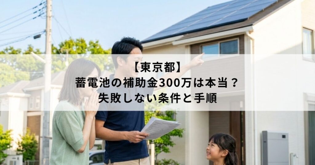 【東京都】蓄電池の補助金300万は本当？失敗しない条件と手順