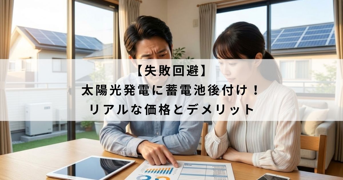 【失敗回避】太陽光発電に蓄電池後付け!リアルな価格とデメリット
