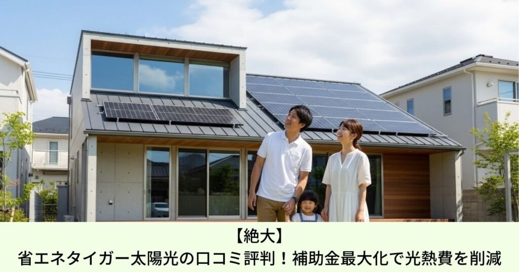 【絶大】省エネタイガー太陽光の口コミ評判！補助金最大化で光熱費を削減