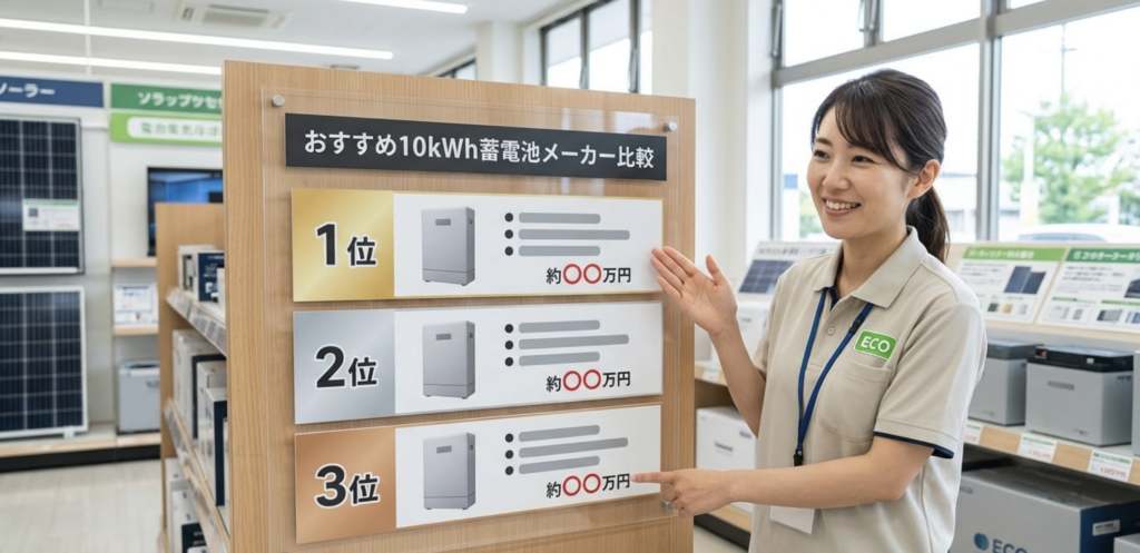 10kWh蓄電池のおすすめ安いメーカー価格ランキング