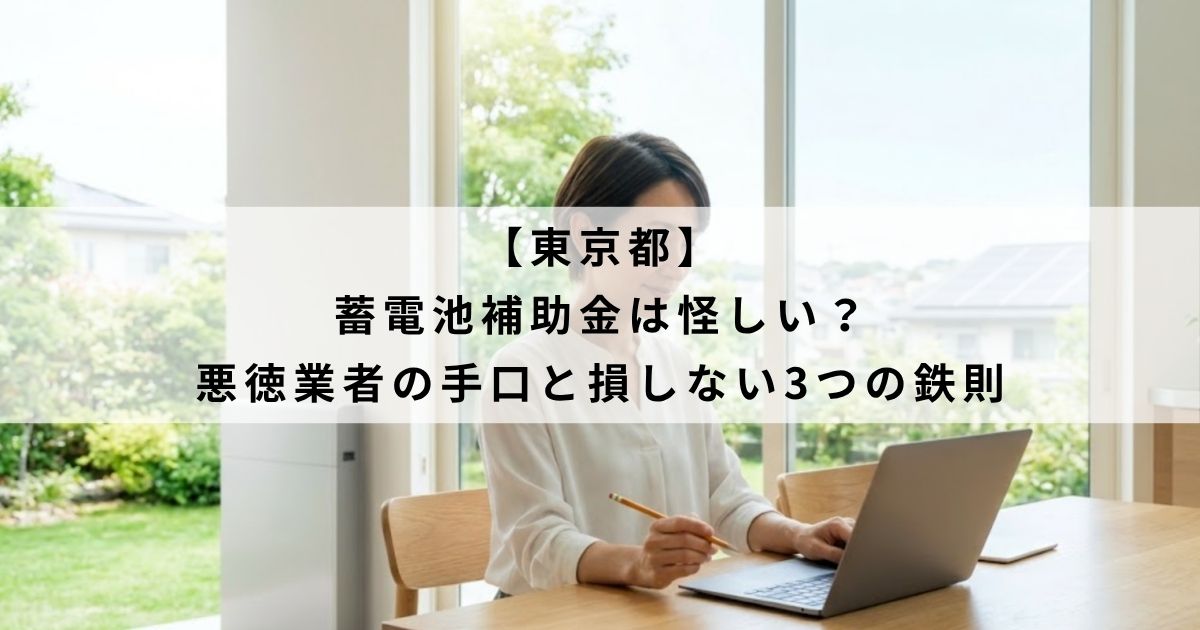 【東京都】蓄電池補助金は怪しい？悪徳業者の手口と損しない3つの鉄則