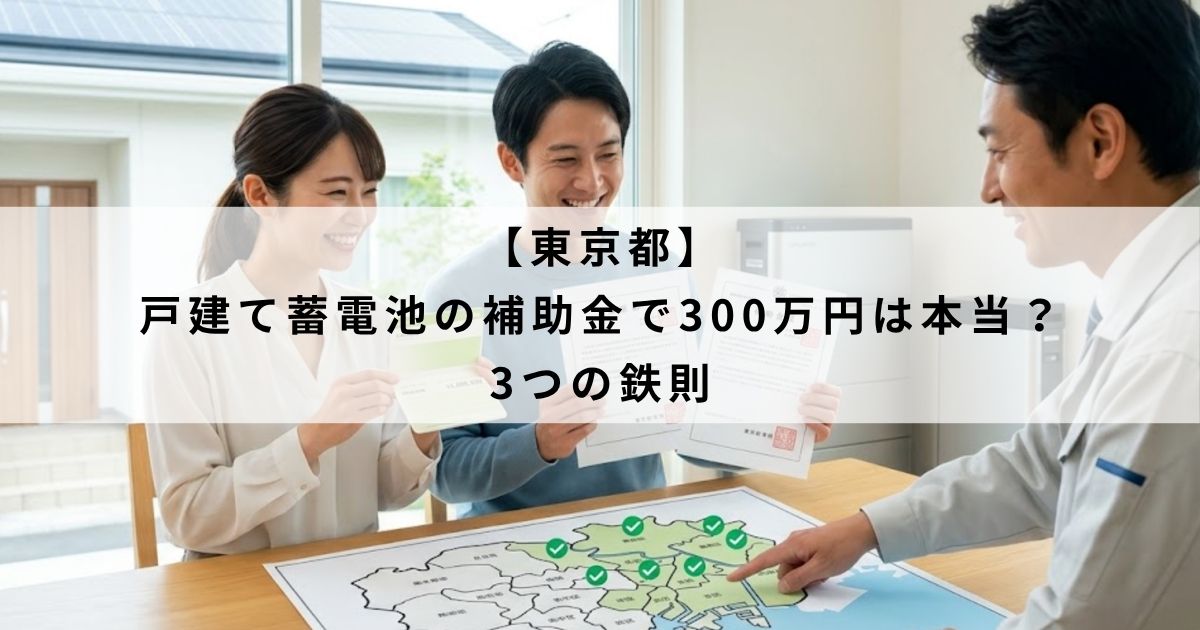 【東京都】戸建て蓄電池の補助金で300万円は本当？3つの鉄則