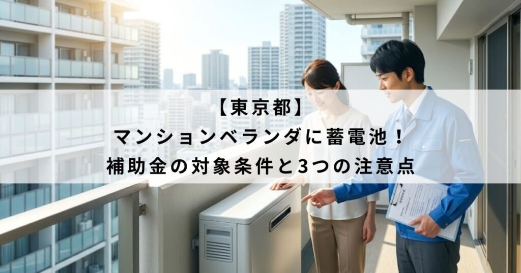 【東京都】マンションベランダに蓄電池！補助金の対象条件と3つの注意点