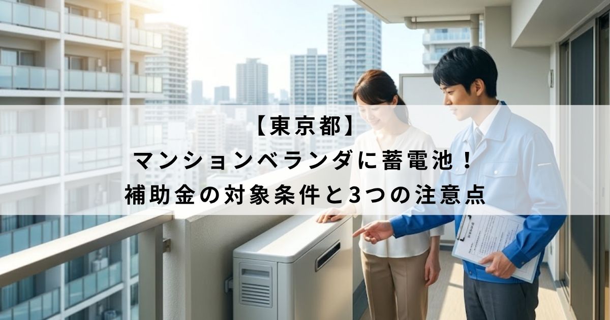 【東京都】マンションベランダに蓄電池！補助金の対象条件と3つの注意点