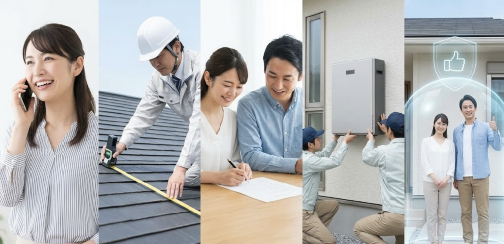 エコ発電本舗の導入フロー|相談から設置・保証開始まで