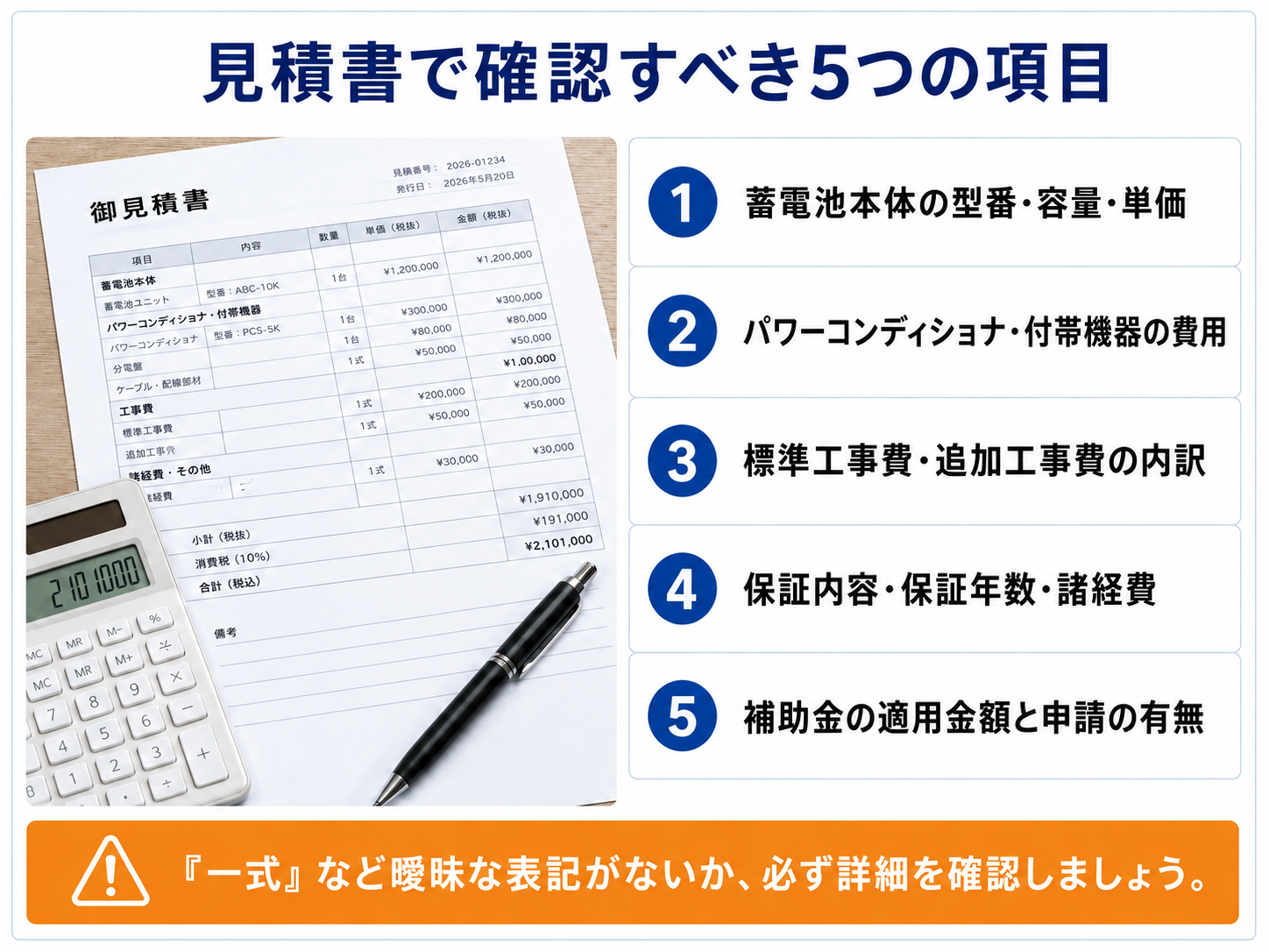 見積書で確認すべき項目
